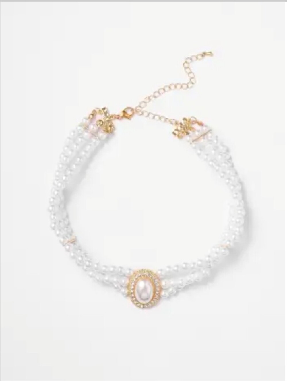 ☀️ 3/$15 - Gold-Accented White Pearl Multi-Strand Choker Necklace